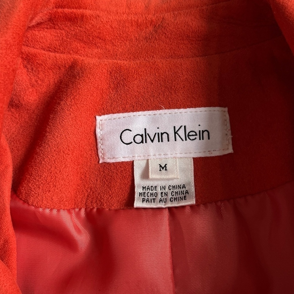 90s Calvin Klein Genuine Suede Leather Shirt Jacket Shacket Salmon Color M - Picture 8 of 12